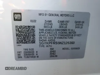 2022 Cadillac XT6 Premium Luxury with VIN 1GYKPFRS5NZ125360, listed as a Copart auction lot 45431165 with 47,511 mi miles and Salvage Title. Bid and sale history available at carsss.com. Image 15.