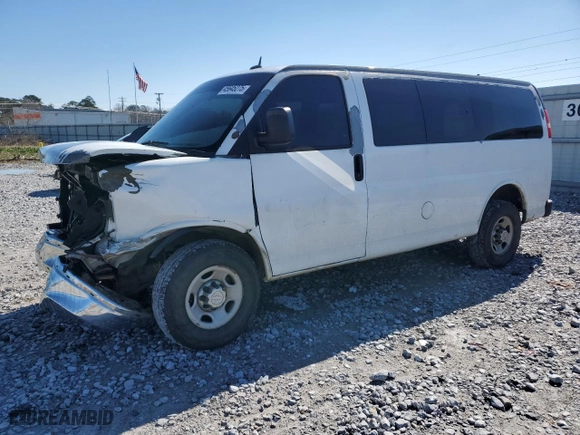 2011 Chevrolet Express Passenger 1LT with VIN 1GAWGRFG1B1101746, listed as a Copart auction lot 45645275 with 216,493 mi miles and Salvage Title. Bid and sale history available at carsss.com. Image 1.