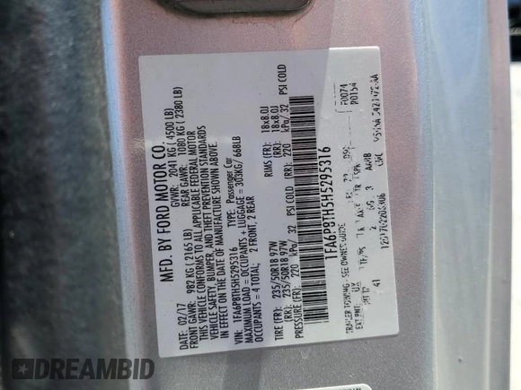 2017 Ford Mustang EcoBoost with VIN 1FA6P8TH5H5295316, listed as a Copart auction lot 63511225 with 143,258 mi miles and Salvage title. Bid and sale history available at DreamBid. Image 12.