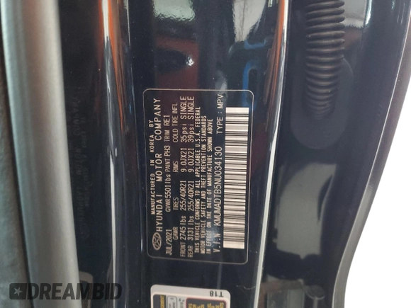 2022 Genesis GV70 2.5T with VIN KMUMADTB5NU034130, listed as a Copart auction lot 55062135 with Not Provided miles and Salvage Title. Bid and sale history available at DreamBid. Image 12.