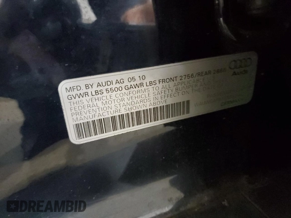 2010 Audi A6 with VIN WAUWGAFB7AN082962, listed as a Copart auction lot 81340914 with Not provided miles and Salvage title. Bid and sale history available at DreamBid. Image 13.