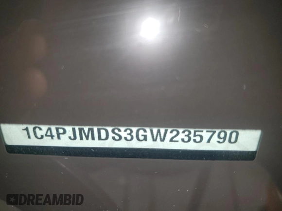 2016 Jeep Cherokee Limited with VIN 1C4PJMDS3GW235790, listed as a Copart auction lot 53075855 with 34,163 mi miles and Clean title. Bid and sale history available at DreamBid. Image 14.