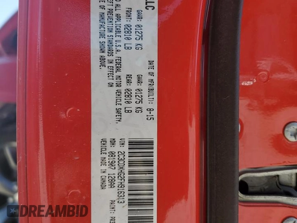 2015 Dodge Charger SXT with VIN 2C3CDXHG2FH916313, listed as a Copart auction lot 48494305 with 121,770 mi miles and Salvage Title. Bid and sale history available at DreamBid. Image 12.