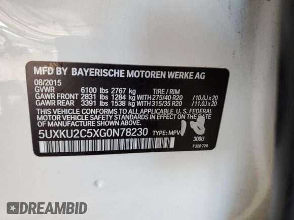 2016 BMW X6 xDrive35i with VIN 5UXKU2C5XG0N78230, listed as a Copart auction lot 77288623 with 116,205 mi miles. Bid and sale history available at carsss.com. Image 14.