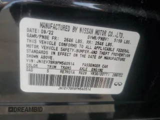 2023 Infiniti Q50 Luxe z VIN JN1EV7BR9PM540514, wystawiony jako Copart lot #60276265 z przebiegiem 19 824 mil mil oraz Szkoda całkowita • Salvage title. Historia ofert i sprzedaży dostępna na DreamBid. Obrazek 12.
