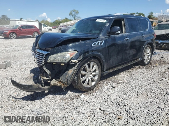 2011 Infiniti QX56 7-passenger with VIN JN8AZ2NE7B9006858, listed as a Copart auction lot 72564294 with 207,325 mi miles and Salvage Title. Bid and sale history available at carsss.com. Image 1.