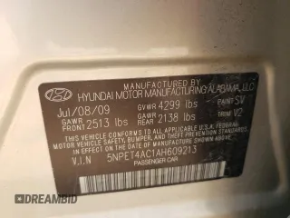 2010 Hyundai Sonata GLS z VIN 5NPET4AC1AH609213, wystawiony jako Copart lot #63072535 z przebiegiem 148 040 mil mil oraz Szkoda całkowita • Salvage title. Historia ofert i sprzedaży dostępna na DreamBid. Obrazek 12.