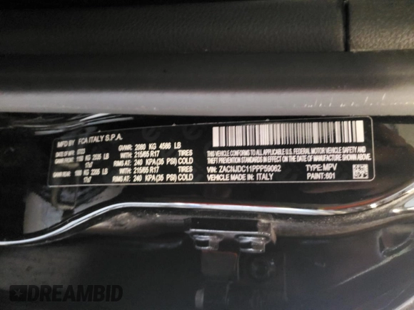 2023 Jeep Renegade Trailhawk with VIN ZACNJDC11PPP59062, listed as a Copart auction lot 58335455 with 9,392 mi miles and Salvage title. Bid and sale history available at DreamBid. Image 12.