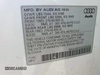 2010 Audi Q7 Premium Plus with VIN WA1LMAFE2AD001536, listed as a Copart auction lot 55660415 with Not provided miles and Clean title. Bid and sale history available at DreamBid. Image 13.