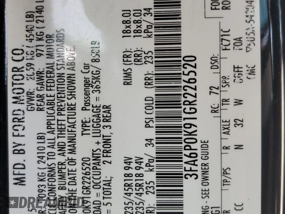 2016 Ford Fusion Titanium with VIN 3FA6P0K91GR226520, listed as a Copart auction lot 55957275 with 172,212 mi miles and Salvage Title. Bid and sale history available at DreamBid. Image 12.