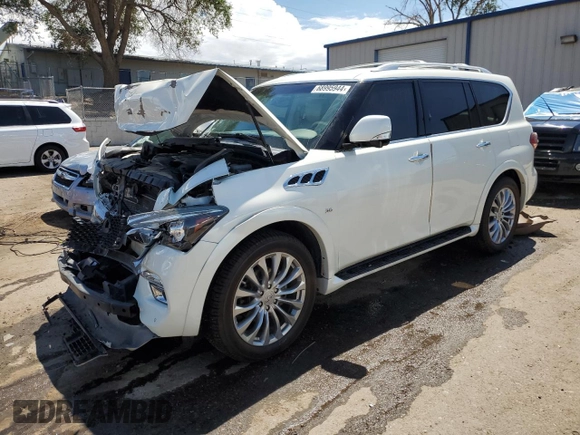2016 Infiniti QX80 with VIN JN8AZ2NE6G9125444, listed as a Copart auction lot 68995944 with 75,093 mi miles and Salvage Title. Bid and sale history available at carsss.com. Image 1.
