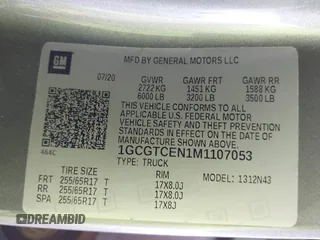 2021 Chevrolet Colorado 4WD LT with VIN 1GCGTCEN1M1107053, listed as a IAAI auction lot 42430796 with 76,128 mi miles and . Bid and sale history available at DreamBid. Image 9.