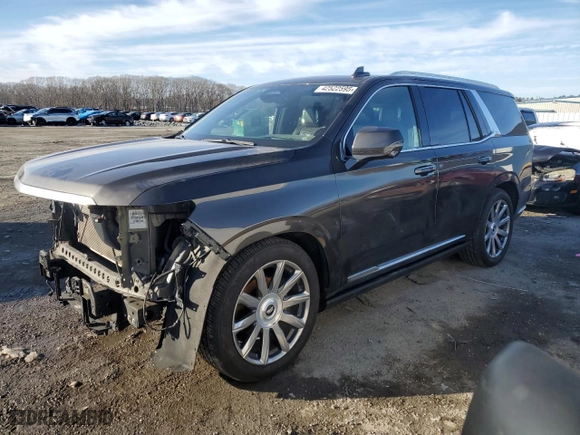 2021 Cadillac Escalade Premium Luxury Platinum with VIN 1GYS4DKL2MR100902, listed as a Copart auction lot 42522595 with 60,770 mi miles and Salvage Title. Bid and sale history available at carsss.com. Image 1.