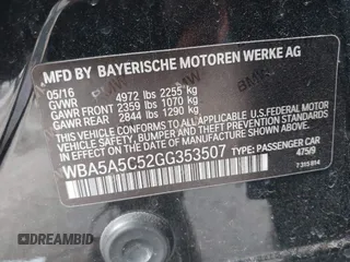 2016 BMW 5 Series 528i z VIN WBA5A5C52GG353507, wystawiony jako IAAI lot #42320879 z przebiegiem 126 893 mil mil oraz . Historia ofert i sprzedaży dostępna na DreamBid. Obrazek 9.
