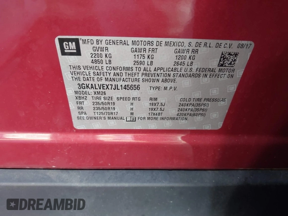 2018 GMC Terrain SLT with VIN 3GKALVEX7JL145656, listed as a IAAI auction lot 41105978 with 80,807 mi miles. Bid and sale history available at carsss.com. Image 9.