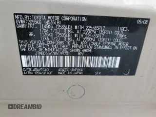 2008 Toyota RAV4 with VIN JTMBD33V785199701, listed as a Copart auction lot 52916265 with 208,341 mi miles and Salvage Title. Bid and sale history available at carsss.com. Image 15.