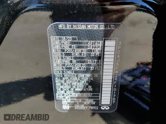 2024 Infiniti QX50 Sport с VIN 3PCAJ5FA1RF101707, выставлен на аукционе Copart как лот 87080944 с пробегом 11 151 миль миль и Списание • Salvage title. История ставок и продаж доступна на DreamBid. Изображение 12.
