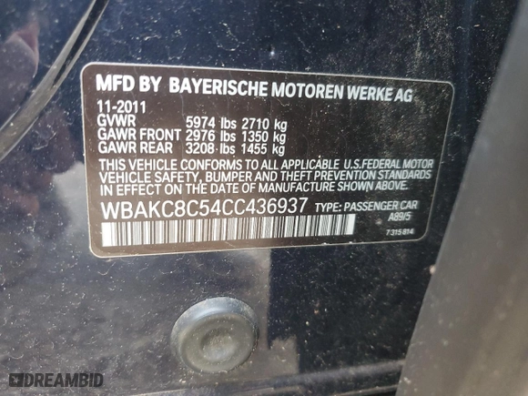 2012 BMW 7 Series 750Li xDrive with VIN WBAKC8C54CC436937, listed as a Copart auction lot 49770985 with 135,609 mi miles and Clean Title. Bid and sale history available at carsss.com. Image 13.