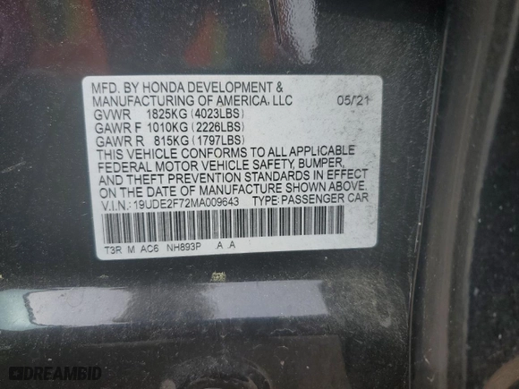 2021 Acura ILX w/Premium Package with VIN 19UDE2F72MA009643, listed as a Copart auction lot 50046975 with 26,044 mi miles and Salvage Title. Bid and sale history available at carsss.com. Image 14.