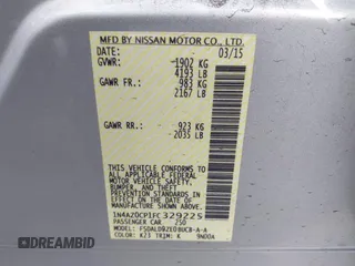 2015 Nissan LEAF SV with VIN 1N4AZ0CP1FC329225, listed as a IAAI auction lot 41403177 with 84,849 mi miles. Bid and sale history available at carsss.com. Image 9.