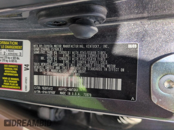 2009 Toyota Venza with VIN 4T3BE11A69U006756, listed as a Copart auction lot 52429875 with 157,536 mi miles and Salvage Title. Bid and sale history available at DreamBid. Image 13.