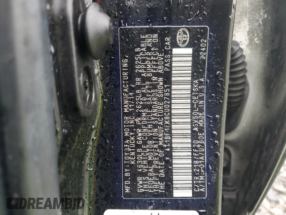 2012 Toyota Camry L with VIN 4T1BF1FK8CU027851, listed as a Copart auction lot 50872815 with 0 mi miles and Salvage Title. Bid and sale history available at carsss.com. Image 14.