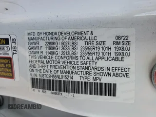 2022 Acura RDX w/Technology Package with VIN 5J8TC2H55NL015214, listed as a Copart auction lot 70308593 with 23,779 mi miles. Bid and sale history available at carsss.com. Image 12.