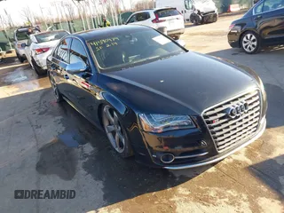 2014 Audi S8 with VIN WAUD2AFD8EN003571, listed as a IAAI auction lot 41590474 with 102,342 mi miles. Bid and sale history available at carsss.com. Image 1.