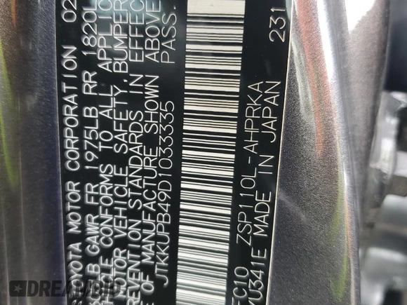 2013 Scion xD with VIN JTKKUPB49D1033335, listed as a Copart auction lot 49076915 with 138,103 mi miles and Salvage Title. Bid and sale history available at carsss.com. Image 14.
