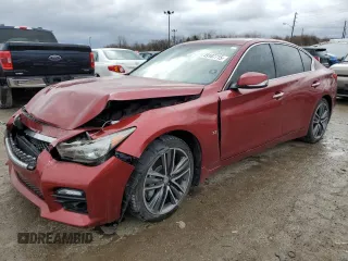2014 Infiniti Q50 Premium with VIN JN1BV7AR4EM683789, listed as a Copart auction lot 49187715 with 100,594 mi miles and Salvage Title. Bid and sale history available at carsss.com. Image 1.