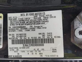 2013 Lincoln MKZ with VIN 3LN6L2J90DR808800, listed as a IAAI auction lot 42169307 with 184,084 mi miles and . Bid and sale history available at DreamBid. Image 9.