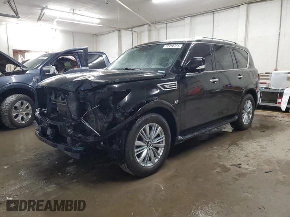 2020 Infiniti QX80 LUXE with VIN JN8AZ2NF5L9702550, listed as a Copart auction lot 72416774 with 101,864 mi miles and Salvage Title. Bid and sale history available at carsss.com. Image 1.