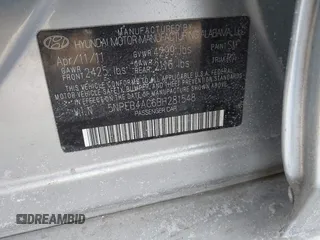 2011 Hyundai Sonata GLS with VIN 5NPEB4AC6BH281548, listed as a IAAI auction lot 41442475 with 129,665 mi miles and . Bid and sale history available at carsss.com. Image 9.