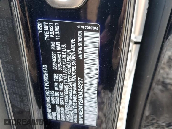 2021 Porsche Cayenne E-Hybrid with VIN WP1AE2AY2MDA24237, listed as a Copart auction lot 84265914 with 41,987 mi miles and Salvage title. Bid and sale history available at DreamBid. Image 15.