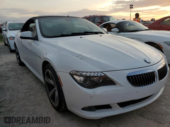 2010 BMW 6 Series 650i with VIN WBAEB5C5XAC225947, listed as a Copart auction lot 75091664 with 0 mi miles and Salvage Title. Bid and sale history available at carsss.com. Image 4.