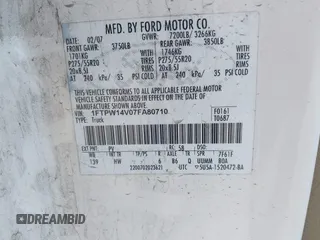 2007 Ford F-150 XLT с VIN 1FTPW14V07FA80710, выставлен на аукционе IAAI как лот 42428549 с пробегом 202 208 миль миль и . История ставок и продаж доступна на DreamBid. Изображение 9.