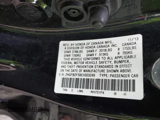 2014 Honda Civic Sedan LX with VIN 2HGFB2F5XEH503249, listed as a IAAI auction lot 42039949 with 141,952 mi miles. Bid and sale history available at carsss.com. Image 9.