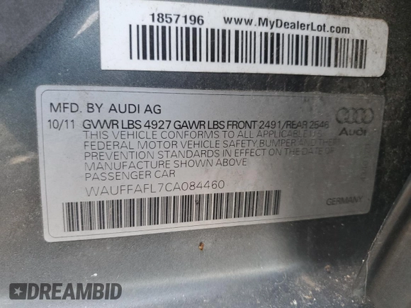 2012 Audi A4 Premium Plus z VIN WAUFFAFL7CA084460, wystawiony jako Copart lot #88583125 z przebiegiem 102 715 mil mil oraz Nie do naprawy • Non repairable. Historia ofert i sprzedaży dostępna na DreamBid. Obrazek 12.
