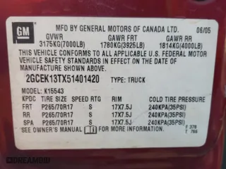 2005 Chevrolet Silverado 1500 Z71 with VIN 2GCEK13TX51401420, listed as a Copart auction lot 42414905 with 0 mi miles and Salvage Title. Bid and sale history available at carsss.com. Image 14.