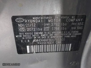 2013 Hyundai Elantra Limited with VIN KMHDH4AE9DU711301, listed as a IAAI auction lot 41845959 with 173,651 mi miles. Bid and sale history available at carsss.com. Image 9.