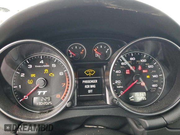 2014 Audi TT 2.0T with VIN TRUBFAFK9E1009552, listed as a Copart auction lot 43289295 with 75,295 mi miles and Salvage Title. Bid and sale history available at carsss.com. Image 9.