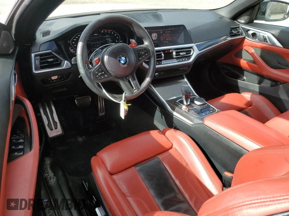 2023 BMW M4 Competition xDrive with VIN WBS33BA08PCL36057, listed as a Copart auction lot 77821614 with 34,074 mi miles and Salvage Title. Bid and sale history available at carsss.com. Image 8.