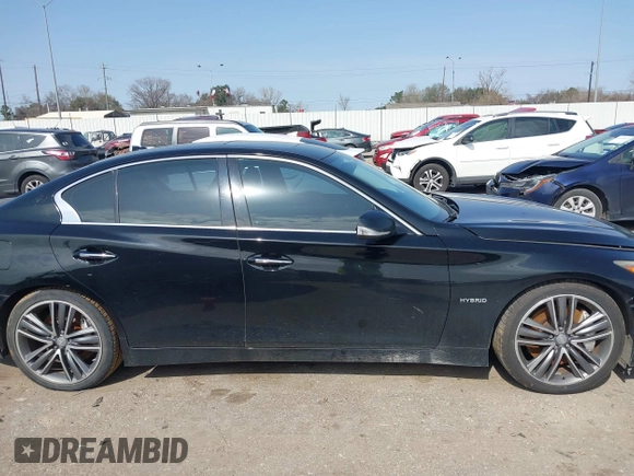 2014 Infiniti Q50 Hybrid Sport with VIN JN1AV7AP7EM691444, listed as a IAAI auction lot 41564726 with 128,834 mi miles and . Bid and sale history available at DreamBid. Image 14.
