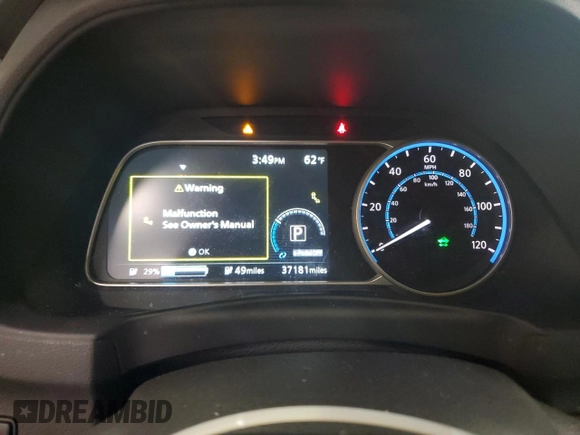 2020 Nissan LEAF SV Plus with VIN 1N4BZ1CP7LC311088, listed as a Copart auction lot 48157795 with 37,181 mi miles and Salvage Title. Bid and sale history available at DreamBid. Image 9.