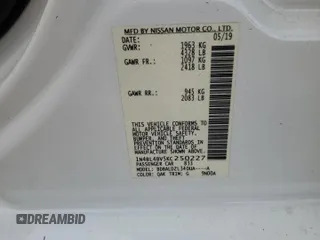 2019 Nissan Altima S with VIN 1N4BL4BV5KC250227, listed as a Copart auction lot 80327064 with Not Provided miles and Non Repairable. Bid and sale history available at DreamBid. Image 12.