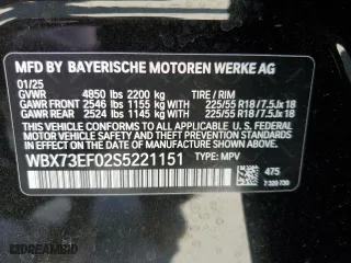 2025 BMW X1 xDrive28i with VIN WBX73EF02S5221151, listed as a Copart auction lot 49895915 with 477 mi miles and Clean Title. Bid and sale history available at carsss.com. Image 13.