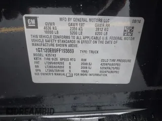 2015 GMC Sierra 2500HD available WiFi Denali with VIN 1GT120E89FF193669, listed as a IAAI auction lot 41556681 with 268,439 mi miles. Bid and sale history available at carsss.com. Image 9.