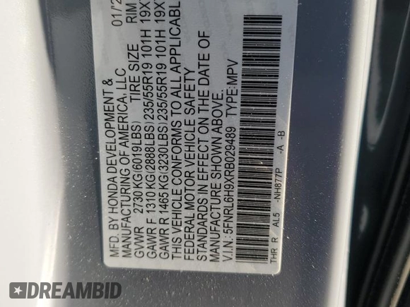 2024 Honda Odyssey Elite with VIN 5FNRL6H9XRB029489, listed as a Copart auction lot 44052575 with 4,761 mi miles and Salvage Title. Bid and sale history available at carsss.com. Image 13.