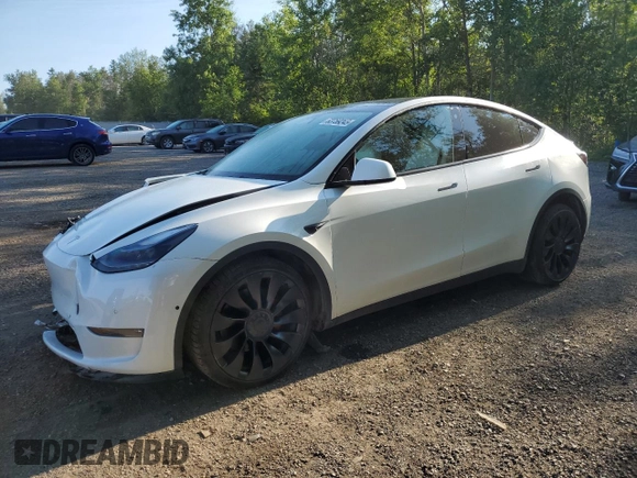 2022 Tesla Model Y Performance with VIN 7SAYGDEF3NF516349, listed as a Copart auction lot 63759245 with Not provided miles and Salvage title. Bid and sale history available at DreamBid. Image 1.