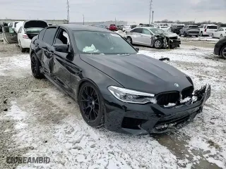 2019 BMW M5 with VIN WBSJF0C57KB285886, listed as a Copart auction lot 46027595 with 0 mi miles and Salvage Title. Bid and sale history available at carsss.com. Image 11.